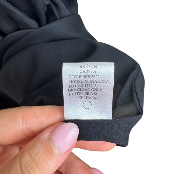 Theory Black Satin Silk Blend Draped Pockets Racerback Mini Slip Party Dress - Picture 12 of 12